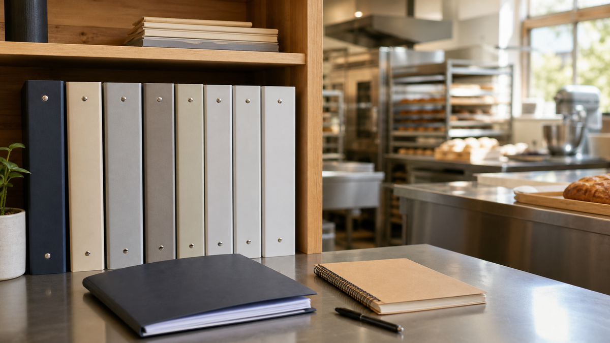 Organized bakery operational binders and records for a planned ownership transition
